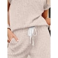 thumbnail image 6 of SUNBS Lounge Sets for Women 2 Piece Outfit Sets Tunic Shirts Short Cap Sleeve Crew Neck Drawstring Sweat Suit Summer with Pocket, 6 of 7