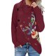 thumbnail image 2 of Blusa de manga larga con cuello alto y botones con estampado navideño para mujer Fridja  FKASFK252, 2 of 4
