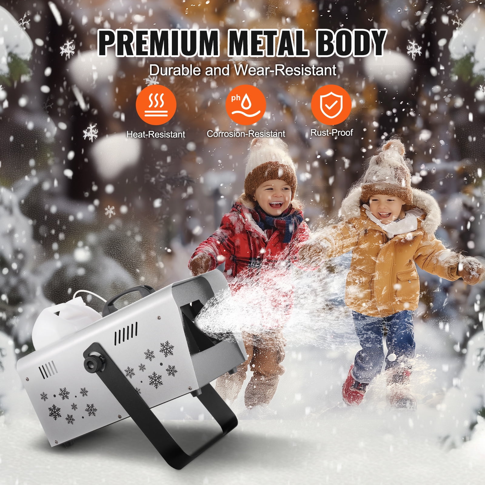 KFFKFF Snow Creator, 1500W, Versatile Mounting Snowflake Generator, Remote Operated Indoor Snow Producer with 5L Capacity, Efficient Synthetic Snow Machine for Christmas, Parties, Weddings