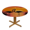 thumbnail image 3 of JEUXUS Tropical Flamingo Sunset Round Fitted Tablecloth Table Cloth with Elastic Edge Waterproof Washable Table Cover for Kitchen Dining Patio Party, 3 of 7