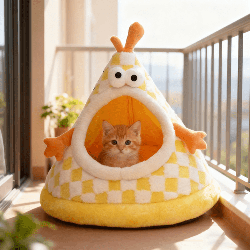 ShadeMart Cat & Dog Cave Bed - Warm Safety Pet Hut for Indoor Cats and Small Dogs, Cozy Winter Tent House