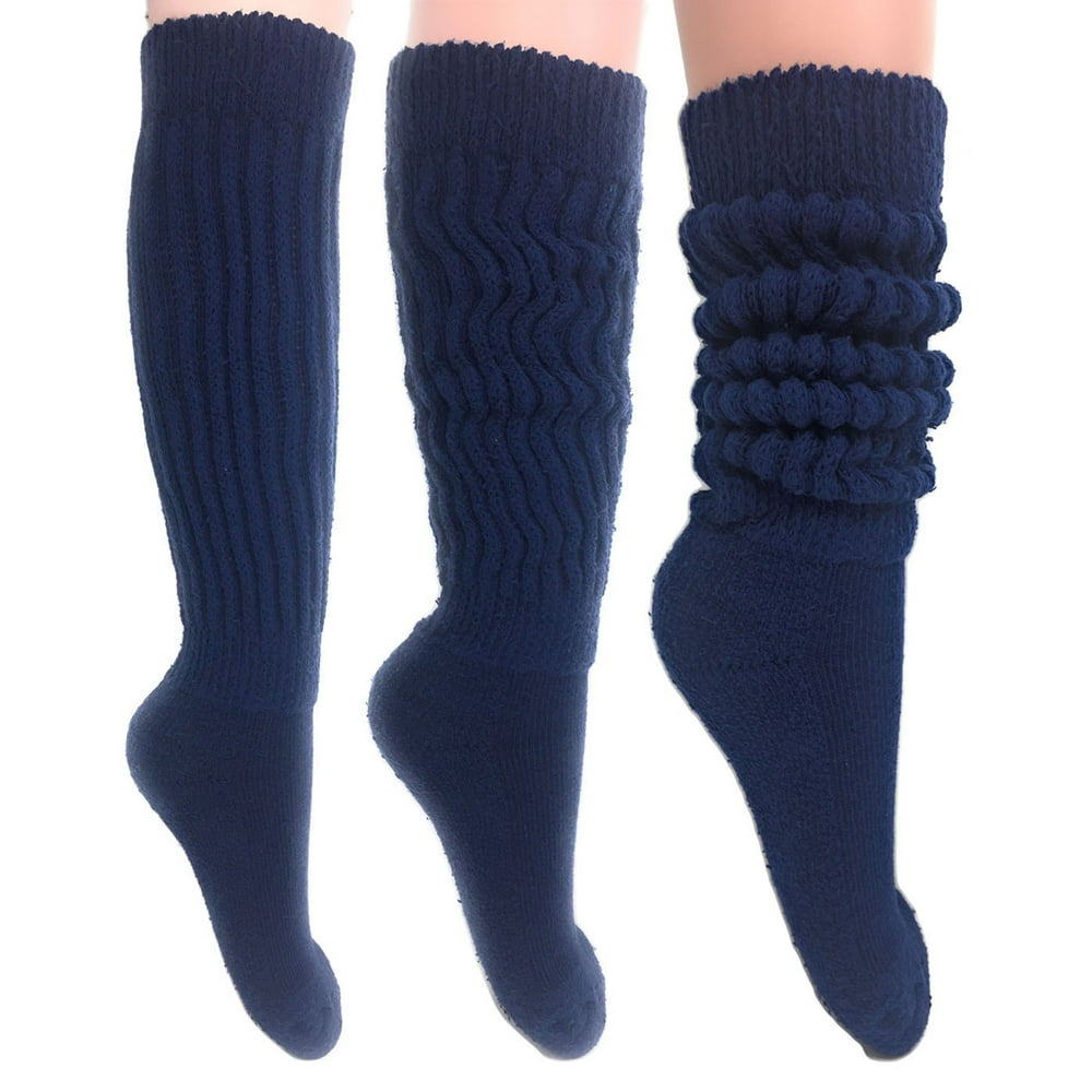 AWS/American Made Navy Slouch Socks for Women Cotton Socks Size 9 to