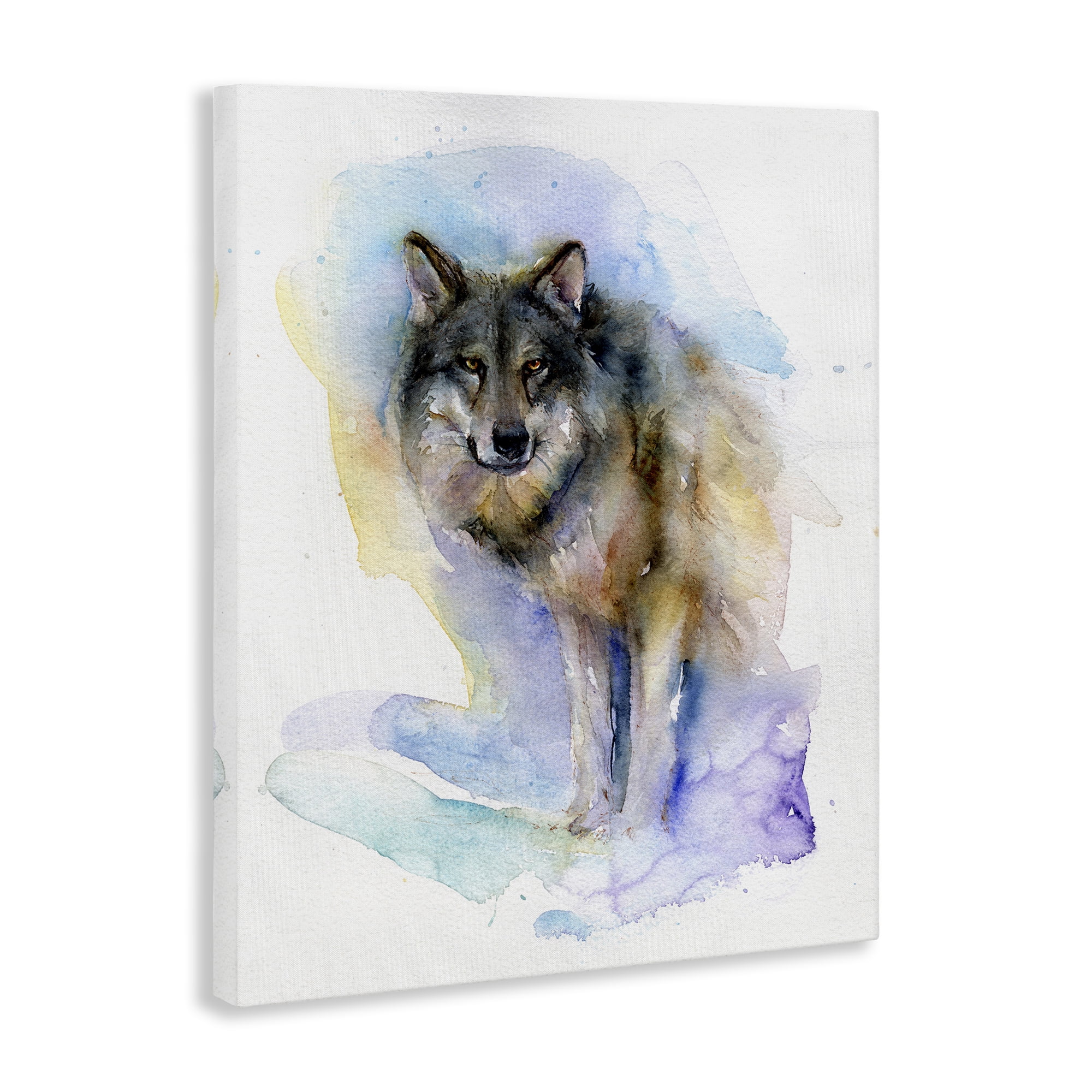 Stupell Industries Watercolor Wolf in Snow Animals & Insects Painting Gallery Wrapped Canvas Art Print Wall Art, 24 x 30