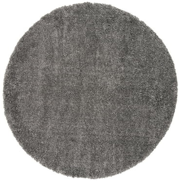 SAFAVIEH Fontana Jamie Solid Shag Area Rug, Silver, 4' x 4' Round