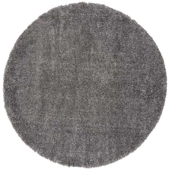 SAFAVIEH Fontana Jamie Solid Shag Area Rug, Silver, 4' x 4' Round