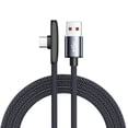 thumbnail image 3 of Lttoisl 100W Fast Charging USB-C Cable with 90-Degree Bendable Connector, Braided Nylon Mobile Game Charger Cord for USB-C Devices, 6.6ft, Black, 3 of 8