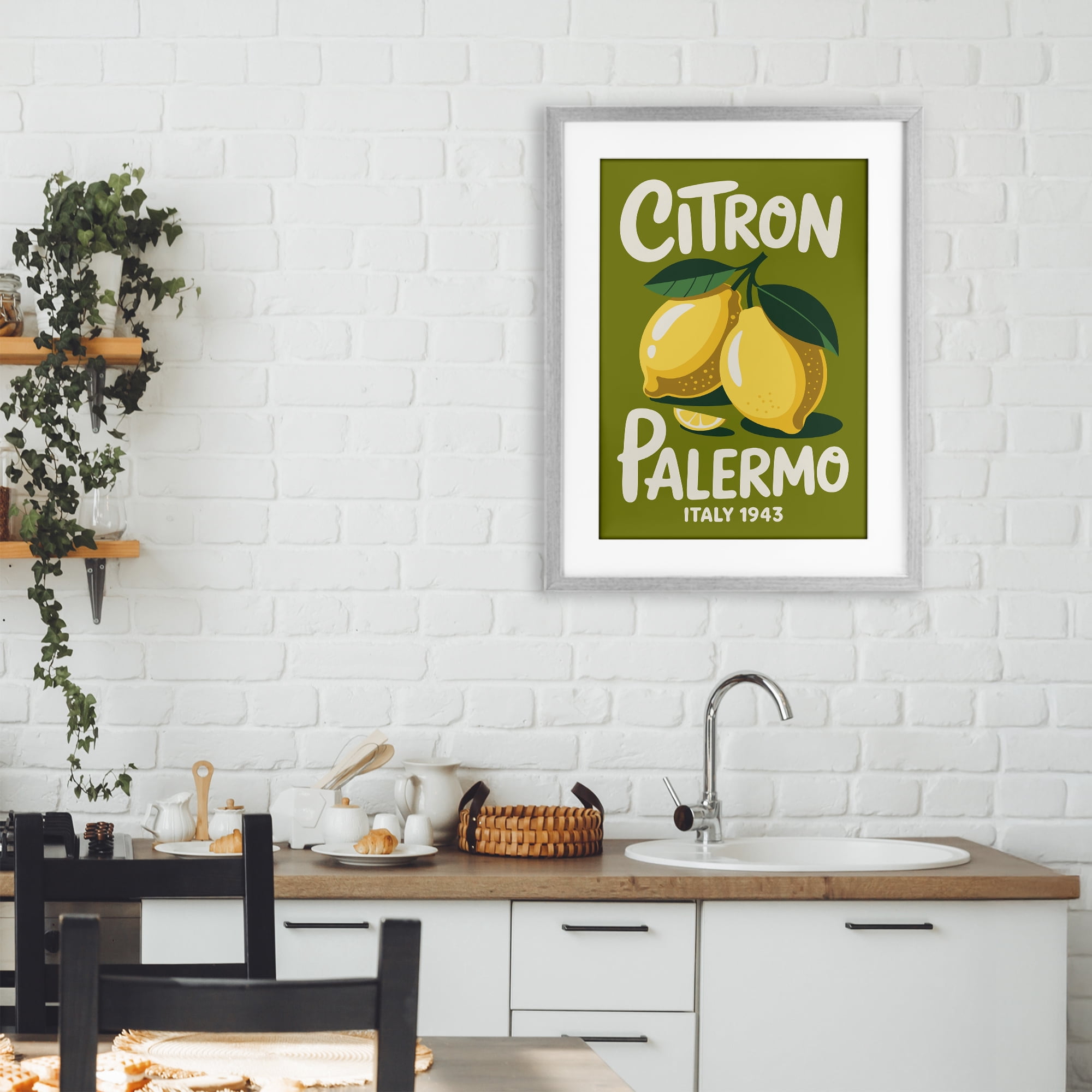 Stupell Industries Citron Palermo Lemons Gray Framed Print Under Glass, design by Andreas Magnusson