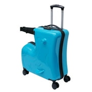 Oukaning 20" hard Luggage Suitcase Trolley Baggage Kids Children Ride-on Travel Case Blue