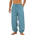 thumbnail image 2 of Mens Lounge Pants Lightweight Drawstring Elastic Waist Baggy Joggers Summer Comfort Everyday Travel Beach Linen Pants, 2 of 8
