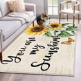 thumbnail image 5 of Area Rug 48×72in, Spring Rustic Sunflower Butterfly Floor Carpet Living Room Rug, Sunshine Text on Retro Letter Non-Slip Welcome Mat Indoor Rugs for Bedroom Dining Room, 5 of 9