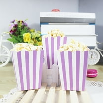 XYRSRUW Popcorn Boxes, Colorful Food Packaging Cartons, Decorative Popcorn Containers, Striped Paper Popcorn Holders for Parties(Purple)