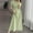 Green, variant on SMihono Womens Dress Hollow Out Crew Neck Short Puff Sleeves Solid Fold Dresses Summer Elegant Tunic Long Dresses Green M
