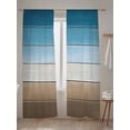 thumbnail image 5 of Blue Brown Sheer Curtains 96 Inch Long 2 Panels, Gradient Wood Grain Vintage Farmhouse Light Filtering Rod Pocket Semi Sheer Curtains, Sheer Voile Drapes for Living Room Bedroom, 52"x96", 5 of 5