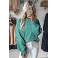 thumbnail image 4 of Plusashion Elegant Sea Green Cable Knit Sweater - Drop Shoulder, Long Sleeve Fashion, 4 of 8