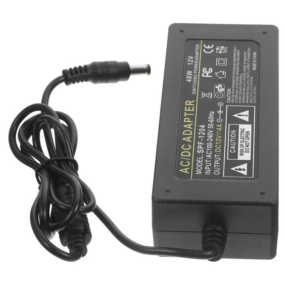 WRITWAA Black Plastic DC 12V 4A Power Adapter with LED Indicator for Home Use CCTV TV Monitor