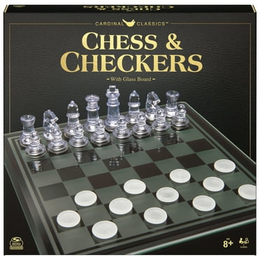 Spin Master Games, Clear Chess and Checkers Set with Glass Gameboard, for Ages 8 