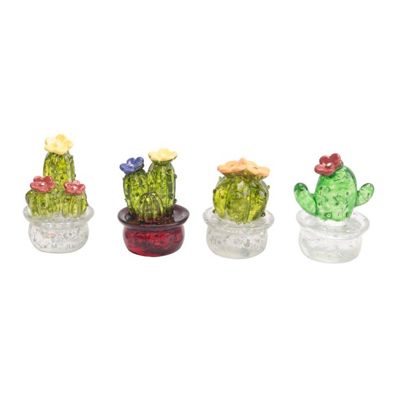 4 Piezas de Adornos Interiores para AutomóViles, Figuras ArtíSticas Cactus, DecoracióN del Hogar, Cactus Plantas en Miniatura Manualidades Escritorio A