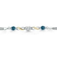 thumbnail image 2 of Gem Stone King 925 Silver and 10K Yellow Gold Moissanite and London Blue Topaz and White Lab Grown Diamond Bracelet for Women (2.51 Cttw, Cushion 6MM, 7 inches, Made in Italy), 2 of 4