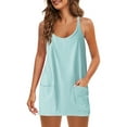 thumbnail image 2 of XCHQRTI Women's Sleeveless Jumpsuit Spaghetti Strap with Pockets Casual Summer Overall, Suspender Mini Dress + Suspenders + Shorts, 2 of 4