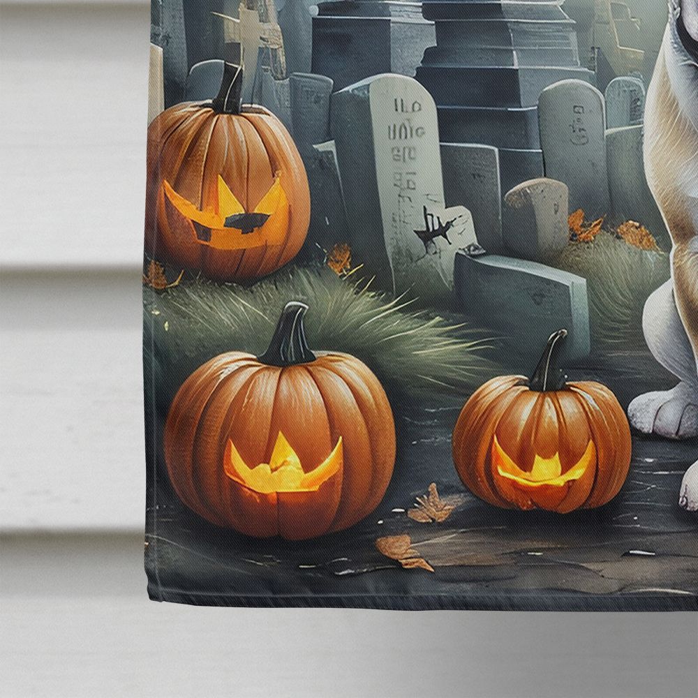 Halloween English Bulldog Dog House Flag 28x40IN Double-Sided Polyester Decorative Sleeve Pole Flag for Outdoor Home Garden