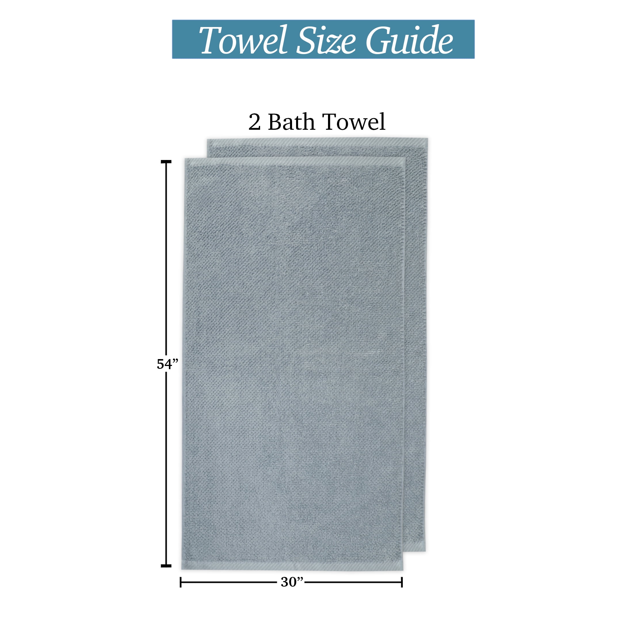 WelHome Premium Performance Towel Set, 2 Pack, 100% Cotton, 600 GSM, 2 Bath Towels 30" x 54", Popcorn Texture, Dusty Blue, Hotel & Spa Thick Towels for Bathroom, Soft & Absorbent