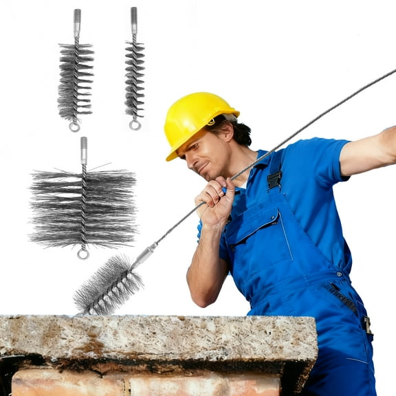 5Pcs Steel Stove Pipe Brush Set Versatile High Efficiency Pipe Soot Removing Brush for Cooker Hood Ventilation Duct