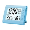 thumbnail image 1 of Reloj despertador digital higrómetro de mesa con luz nocturna, reloj multifuncional doméstico. Azul, 1 of 9