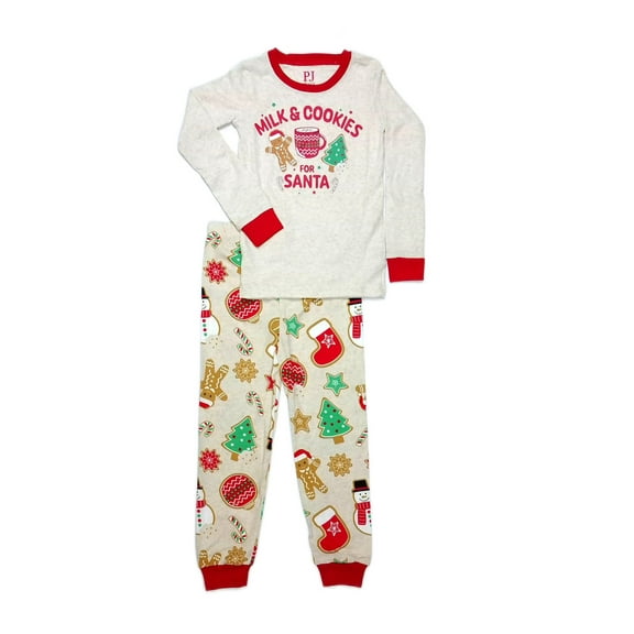 Toddler Kids Milk and Cookies For Santa Cotton Christmas Holiday Pajama Set, Size 5T