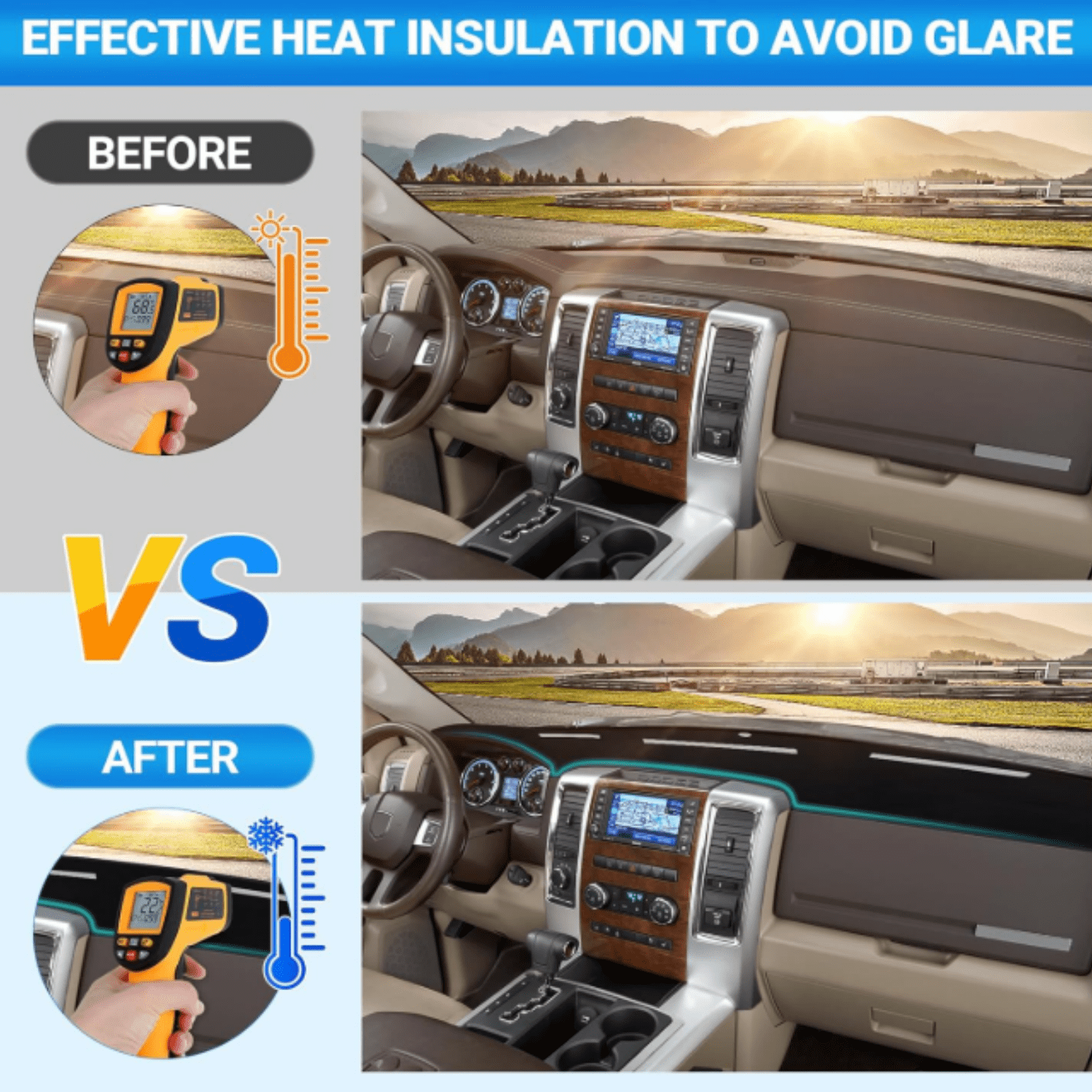 Dash Cover Mat Compatible with 2010 2011 2012 2013 2014 2015 2016 2017 2018 Dodge Ram 1500 2500 3500 Accessories Dashboard Cover Pad Carpet Dash Board Protector Sunshield Cover