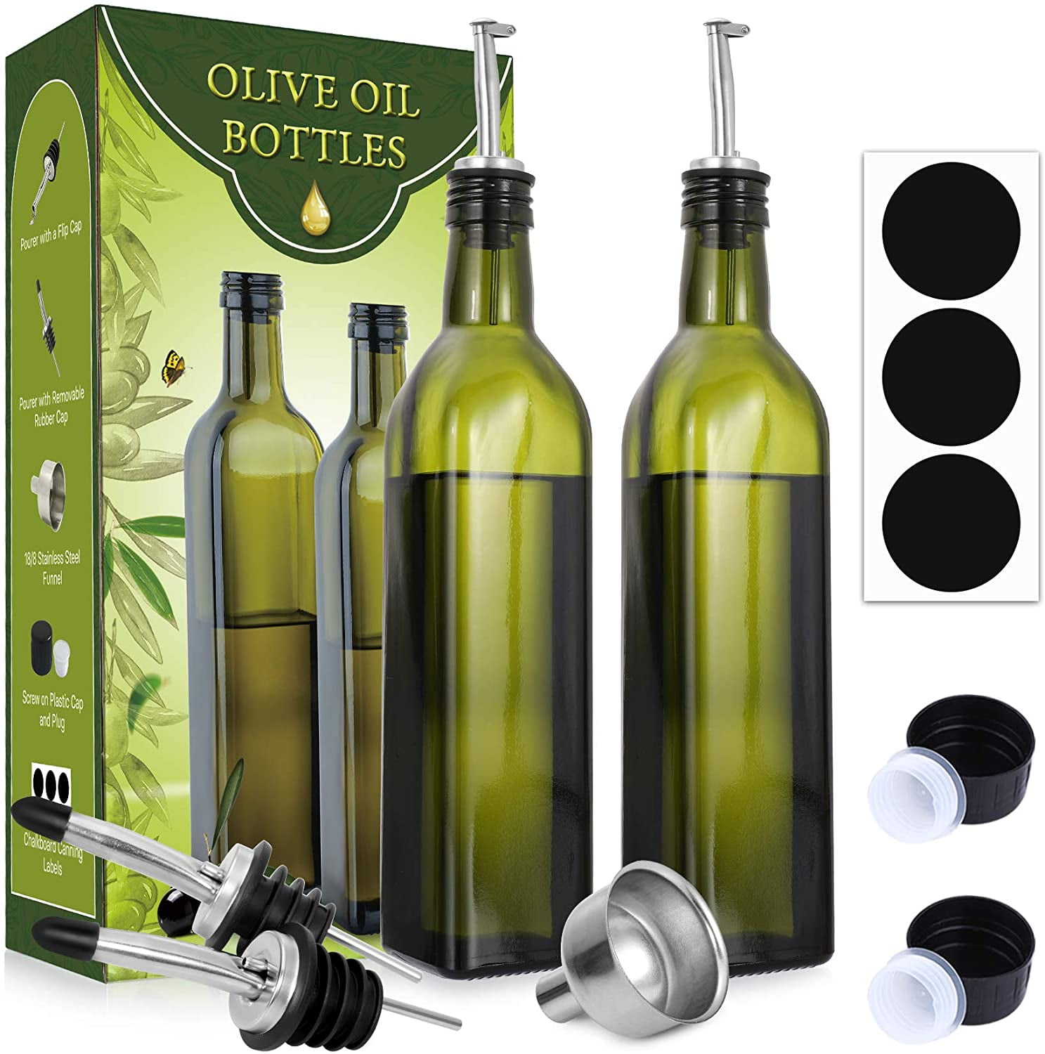 Zulay Kitchen 17 oz Olive Oil Dispenser - Stainless Steel Pourer