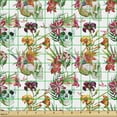 thumbnail image 2 of Ambesonne Floral Fabric by the Yard Upholstery, Lilies Blossoms Skull, 1 Yard, Pink Orange Green, 2 of 5