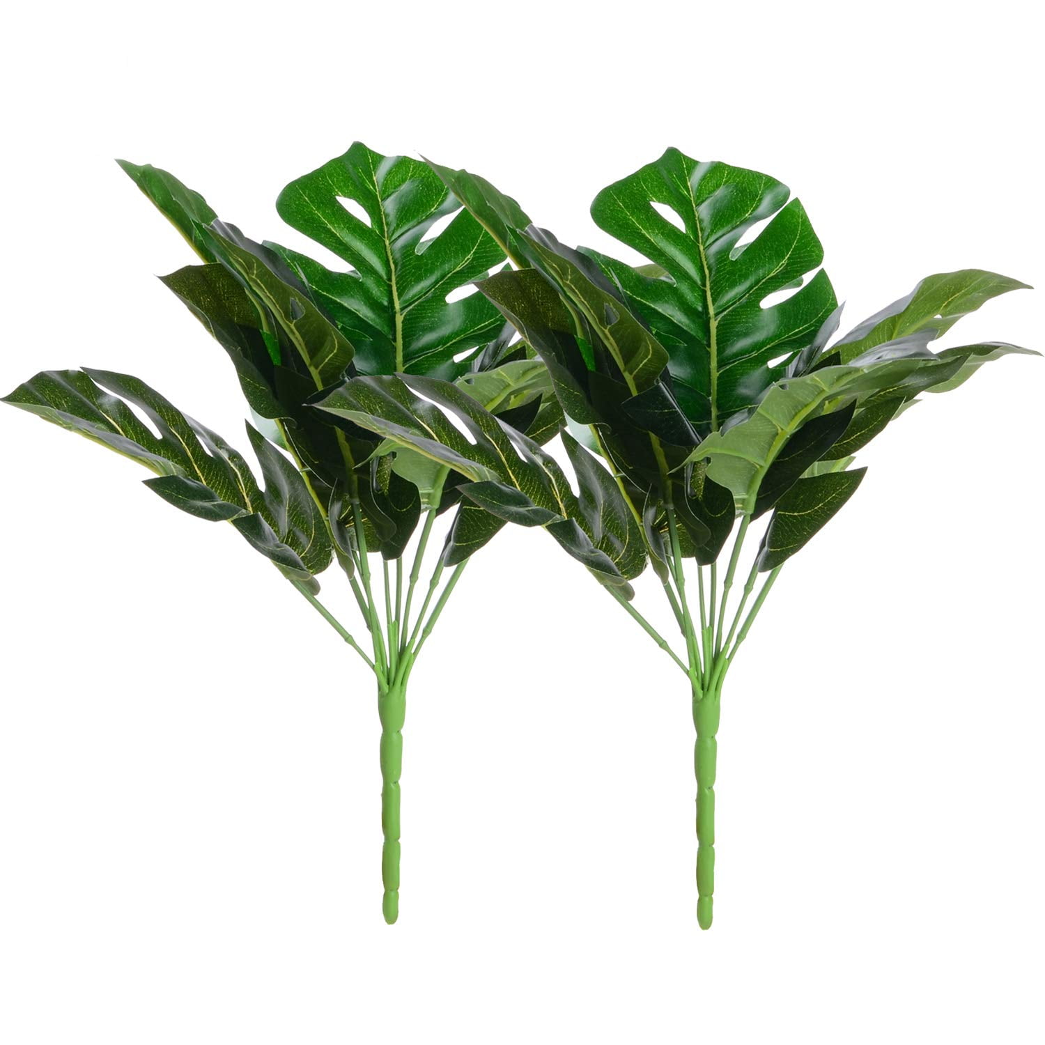 2x Green Palm Leaves Plastic Silk Fake Plant Artificial Leaf Home Party Dec _DM