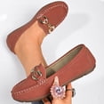 thumbnail image 6 of Women's Loafers Wide Width, French Style Suede Metal Chain Flats for Women, Soft Sole Slip-On Casual Shoes, Brown/Teal/Red/Multi-Color, 6 of 10