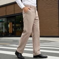 thumbnail image 6 of Hinvhai Mens Vintage Flat Front Tweed Dress Pants Slacks Trousers Wool Regular Fit Suit Pants for Men Khaki, 6 of 9