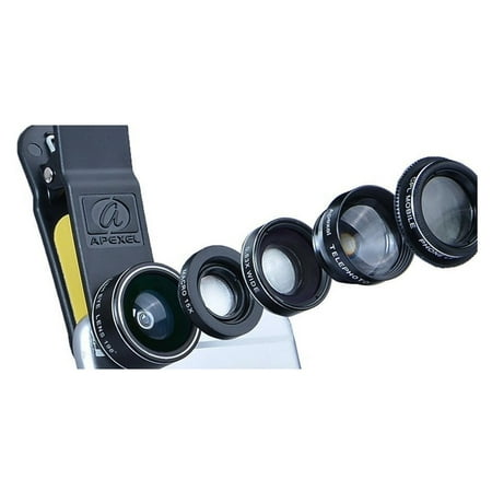 PSI 5 in 1 HD Camera Lens Kit 198°Fisheye Lens/0.63x Wide Angle/15x Macro Lens/2X Telephoto Lens/CPL Lens for iPhone 6/6s Plus SE Samsung Galaxy S7/S7 Edge S6/S6 Edge and most