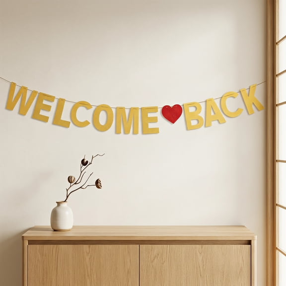 DRAFIDEEP Reusable Plated Gold Welcome Back Banner for Back to School Office and Classroom Decor