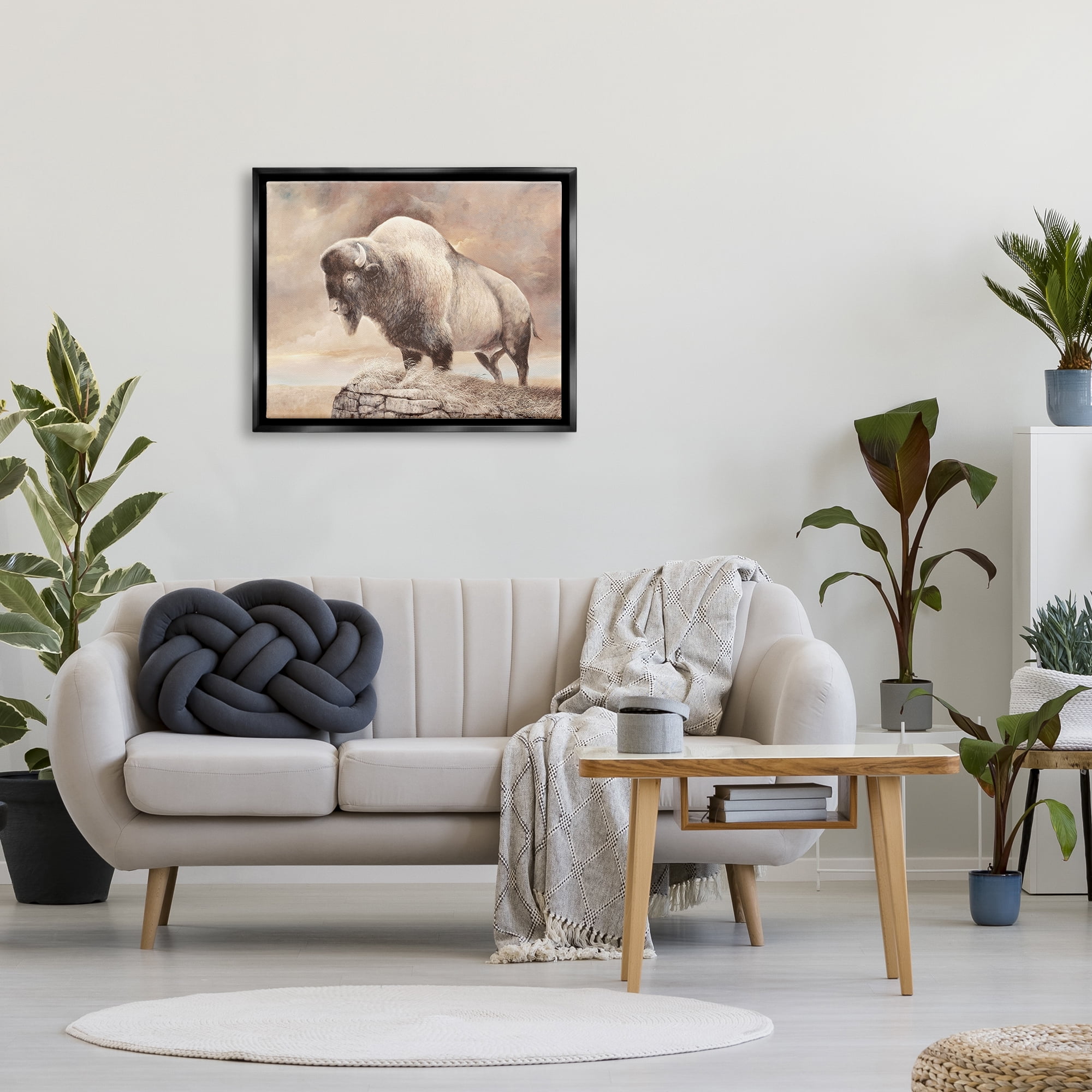 Stupell Wildlife Bison Forest Nature Scenery Animals & Insects Painting Black Floater Framed Art Print Wall Art