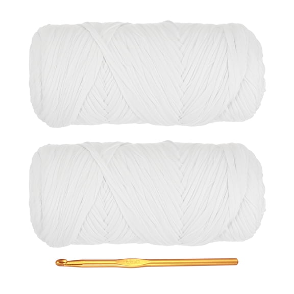 Uxcell T-Shirt Yarn for Crocheting with Hook, 2 Pack 400g/130 Yards Yarn(White)