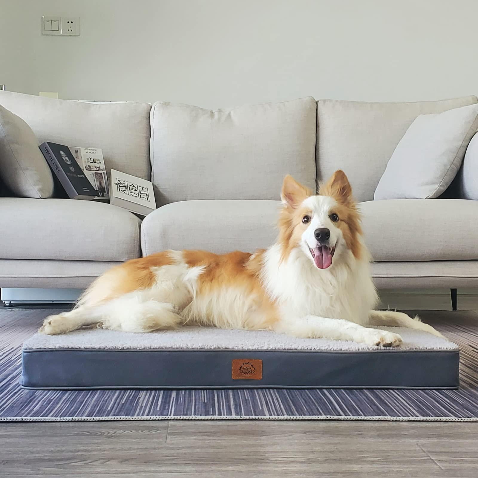 Dog Bed For Medium Dogs  Waterproof Deluxe Plush Crate With Removable Washable Cover & Anti-slip Bottom Egg Foam Pet Mat Grey (30.0" L X 20.0" W 3.0" Th)