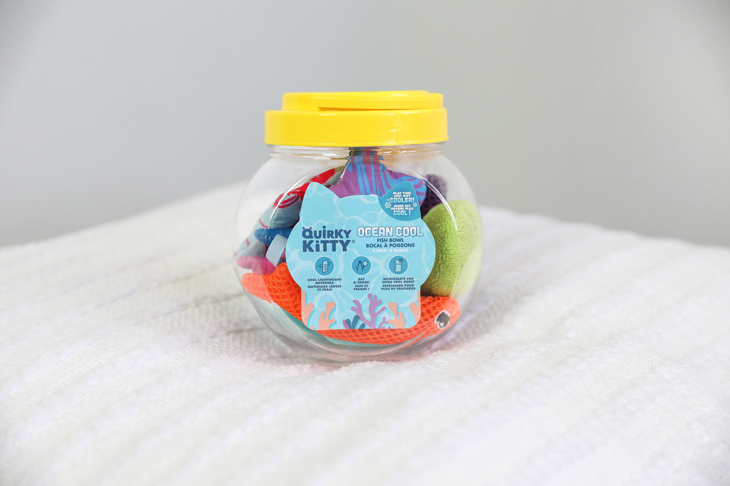 Quirky Kitty Ocean Cool Fish Bowl Bat and Chase Catnip Cat Toy, Pack of 8