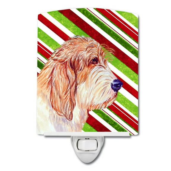 Caroline's Treasures LH9262CNL Petit Basset Griffon Vendeen Candy Cane Holiday Christmas Ceramic Night Light, 6x4x3",