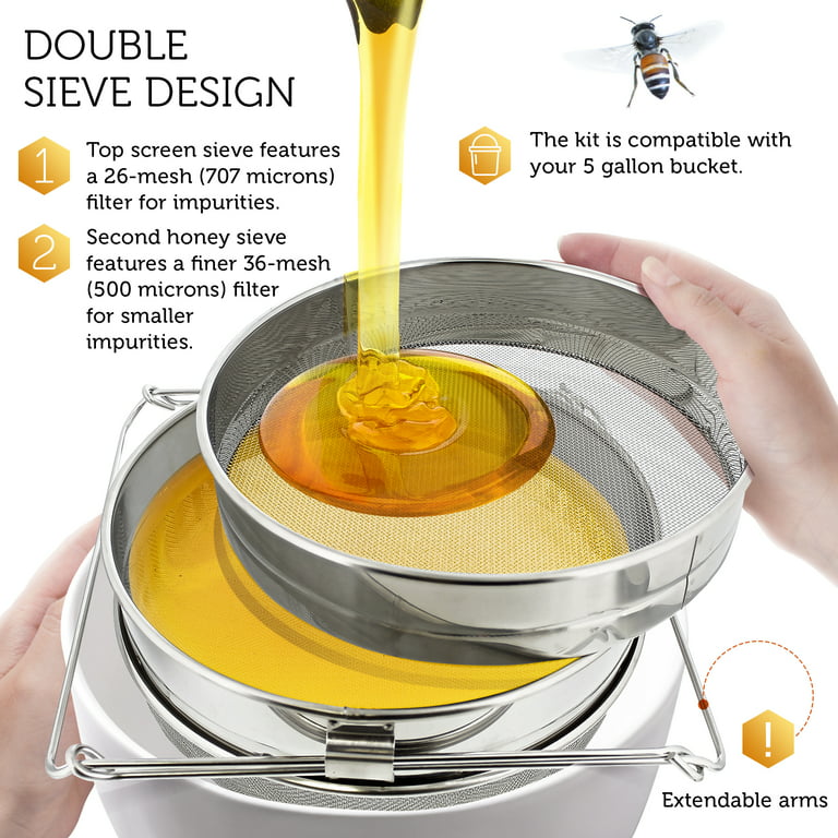 Rural365 Honey Filter, 2pc - Honey Extractor Equipment Honey Bucket Strainer