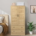 thumbnail image 1 of WIRRYTOR Garde-Robe Moderne en Métal à 2 Portes avec Tiroirs de Rangement et Tringle à Vêtements, Autoportante pour Chambre, 1 of 7