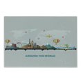thumbnail image 1 of Travel Cutting Board, Around the World Typography with Famous Touristic Landmarks and Map, Decorative Tempered Glass Cutting and Serving Board, in 3 Sizes, by Ambesonne, 1 of 2