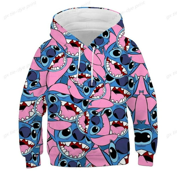 Primavera y otoño sudaderas con estampado 3D película Stitch hombres mujeres niños moda sudaderas con capucha pulóver ropa de calle niño niña niños Tops110 zhangmengya CONDUJO