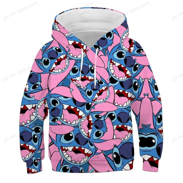 Primavera y otoño sudaderas con estampado 3D película Stitch hombres mujeres niños moda sudaderas con capucha pulóver ropa de calle niño niña niños Tops120 zhangmengya CONDUJO