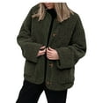 thumbnail image 3 of Women'S Winter Coats Long Sleeve Button Up Fuzzy Fleece Jackets Outerwear Fall Fashion Clothes Army Green S, 3 of 9