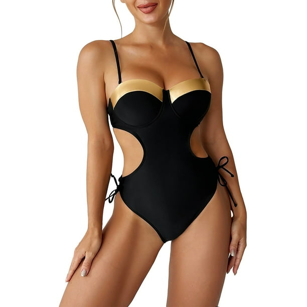 Black One Piece Swimsuits for Women Backless Black Swimsuit Open Back