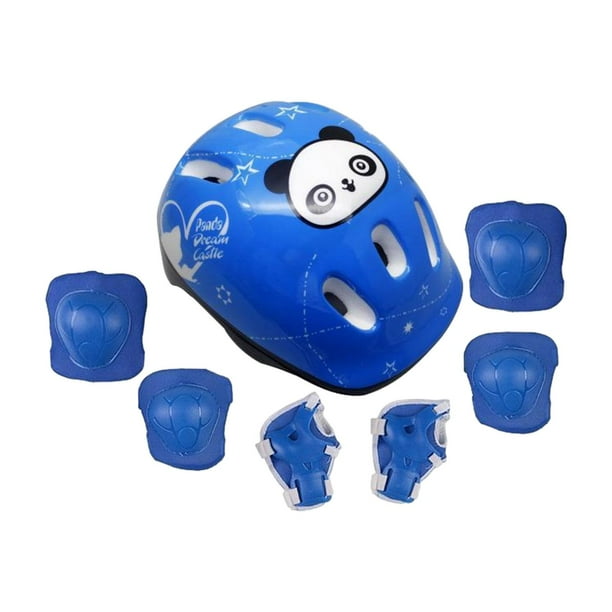 Conjunto de casco de bicicleta para niños, casco de bicicleta, casco de patineta ligero, casco de patín Azul