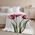 thumbnail image 2 of Throw Blanket for Couch Red Flowers Soft Fleece Flannel Blankets Cozy Lightweight Blanket for Home Sofa Living Room Flower Leaf Bed Throws 50" x 60", 2 of 9